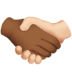 🫱🏾‍🫲🏻 handshake: medium-dark skin tone, light skin tone display on Apple